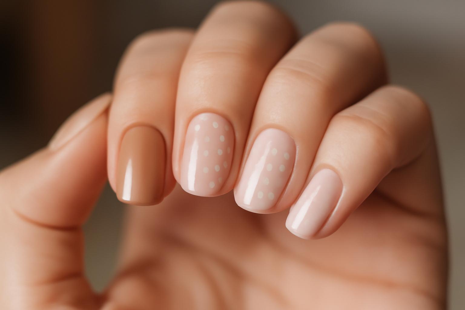 Delikatny manicure w kropki na paznokciach w 2026 roku
