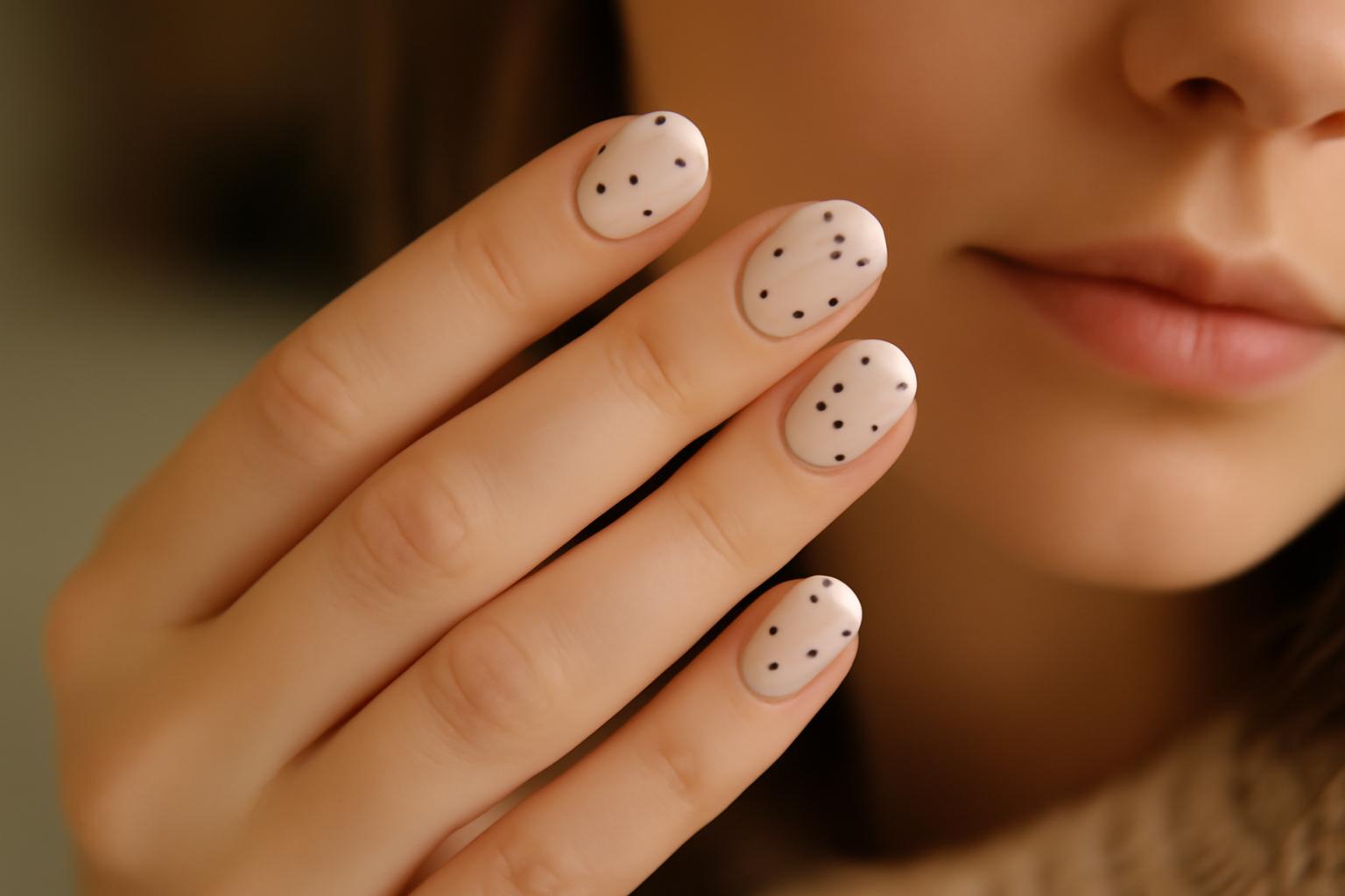 Delikatny manicure w kropki na paznokciach w 2026 roku