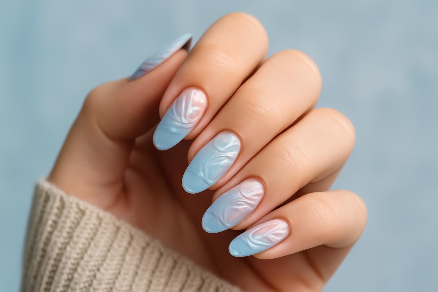 Elegancki manicure baby blue – trendy, inspiracje i styl