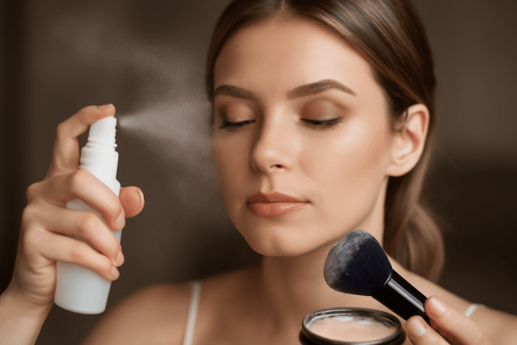 jak-utrwalic-makijaz-twarzy-puder-spray-techniki