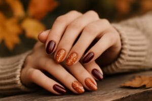Jak wykonać luksusowy jesienny manicure z płatkami złota