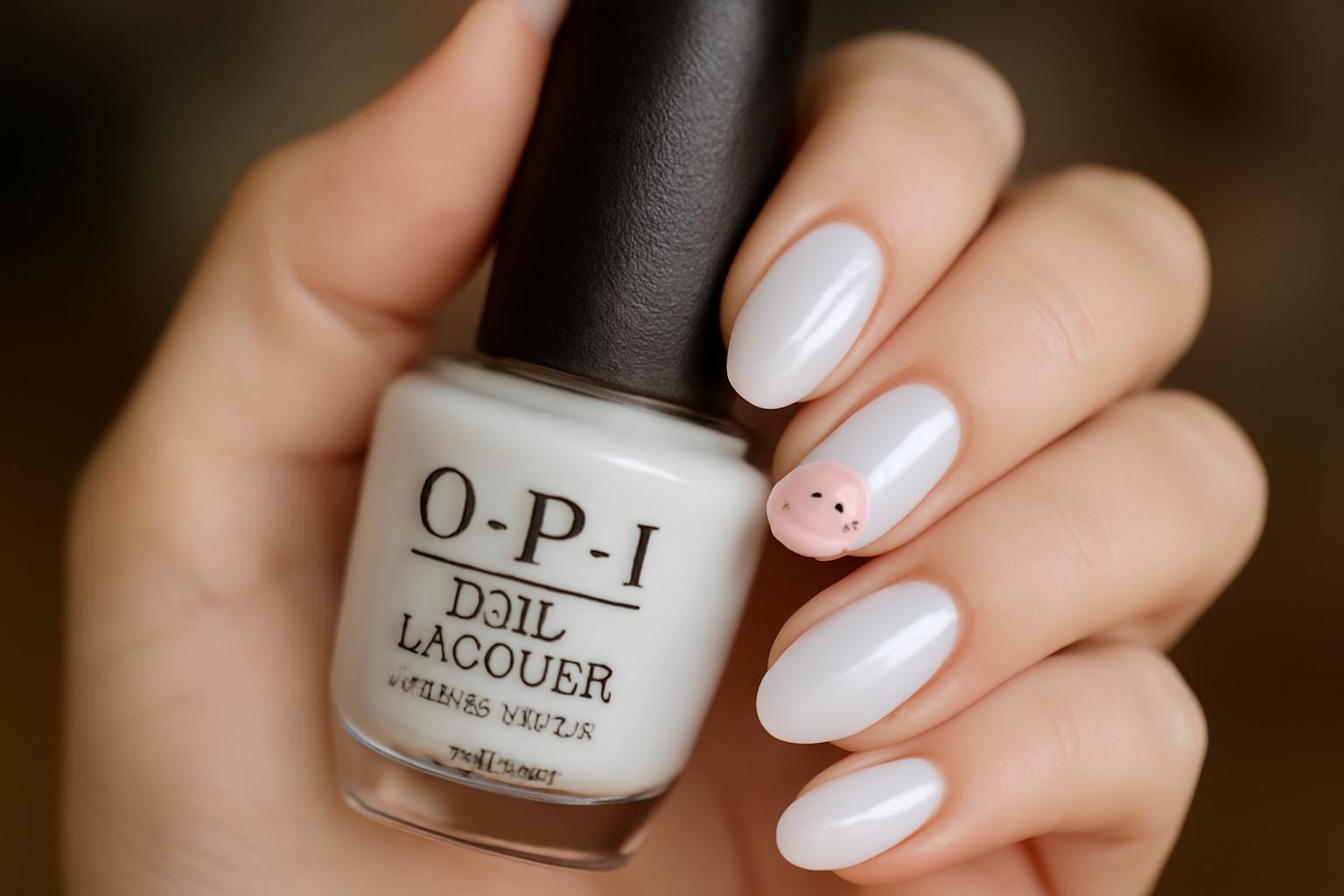 Króliczy nail art w stylu coquette na Wielkanoc