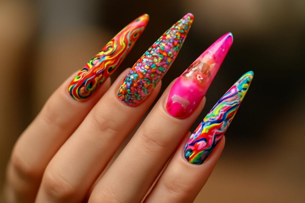 Maksymalistyczny manicure 2026 na długich paznokciach