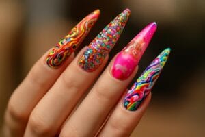 Maksymalistyczny manicure 2026 na długich paznokciach