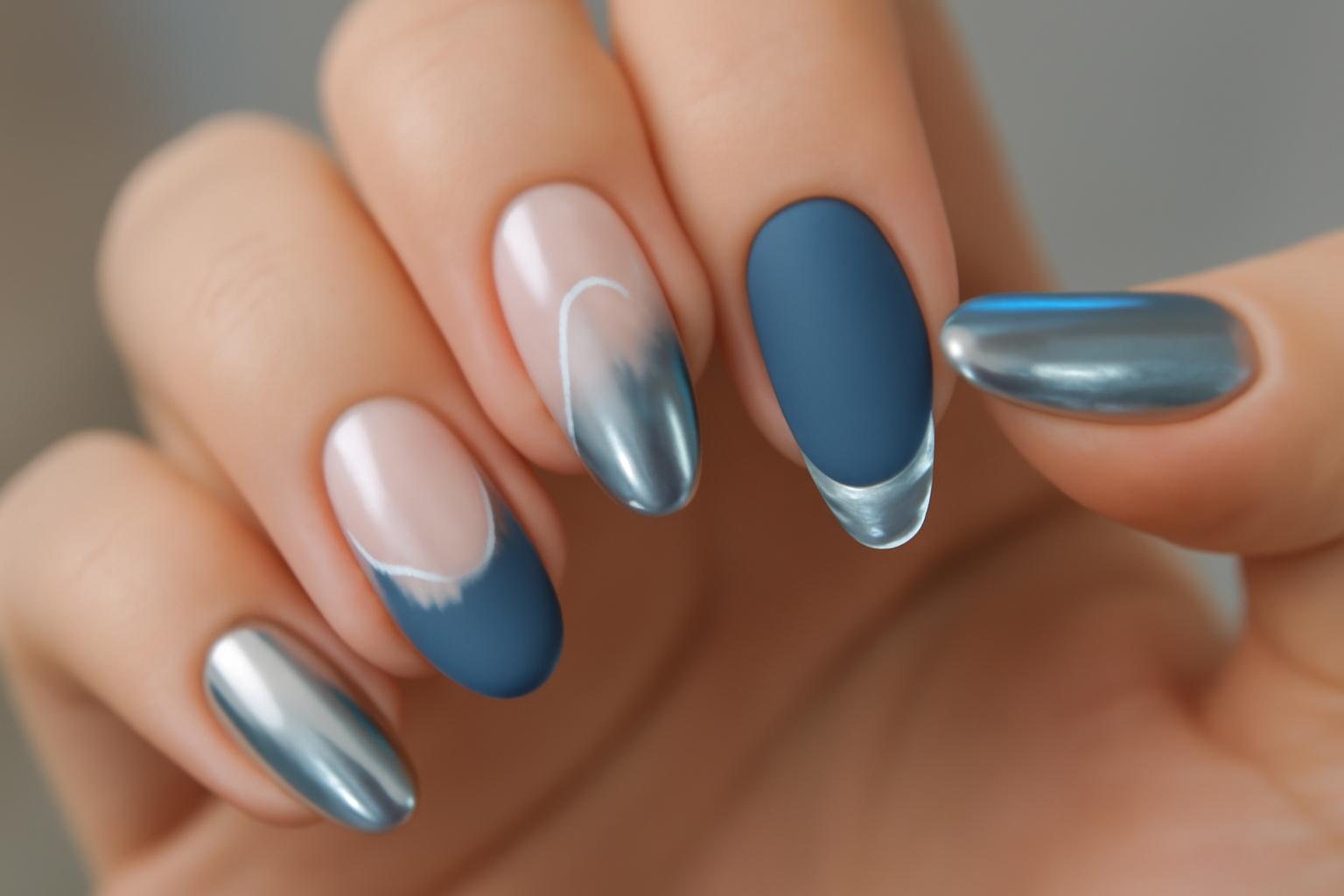 Niebieskie chromowane paznokcie – trendy, stylizacje i wykonanie