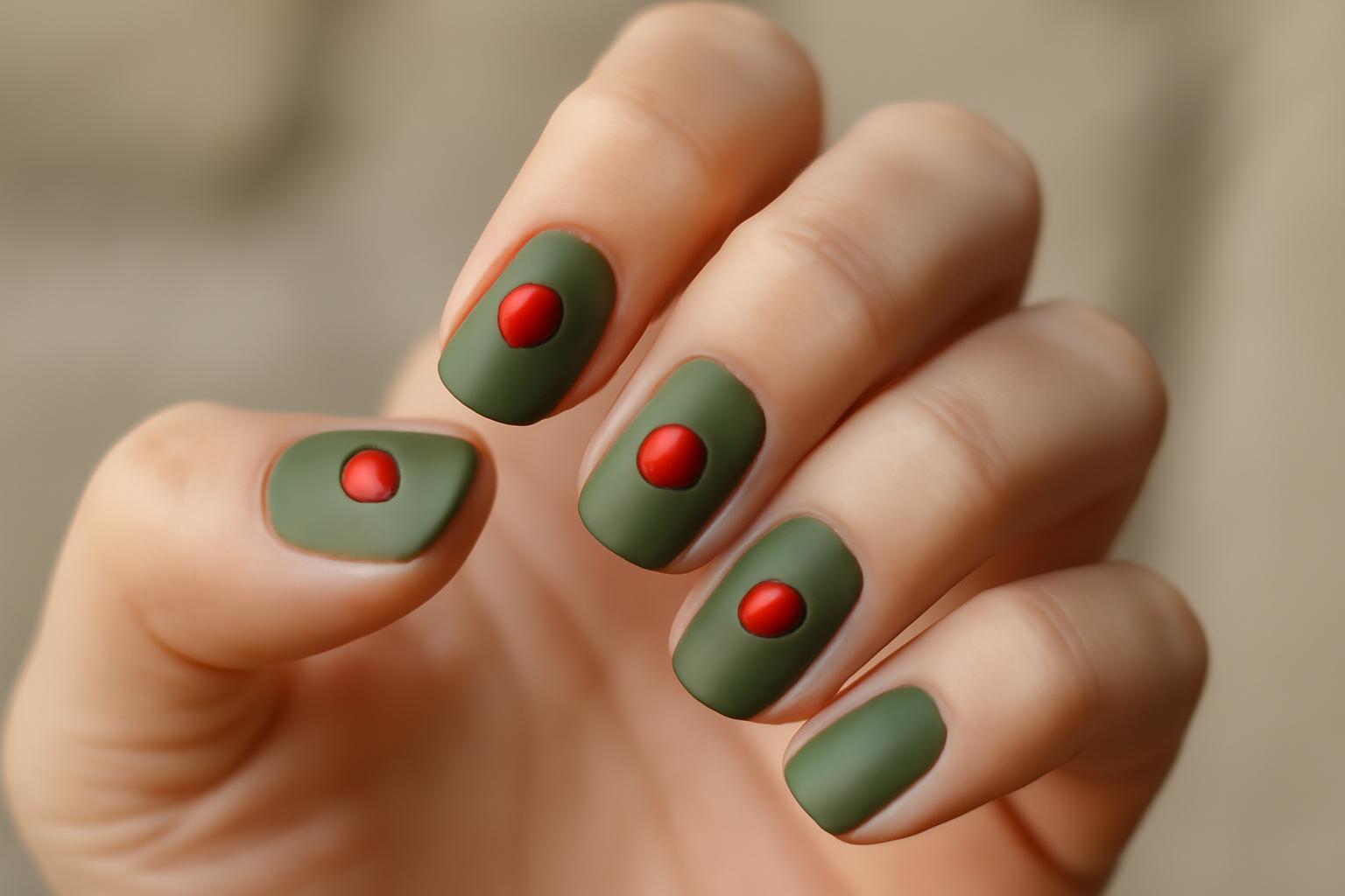 Oliwkowy manicure „dirty martini nails” – trendy i styl